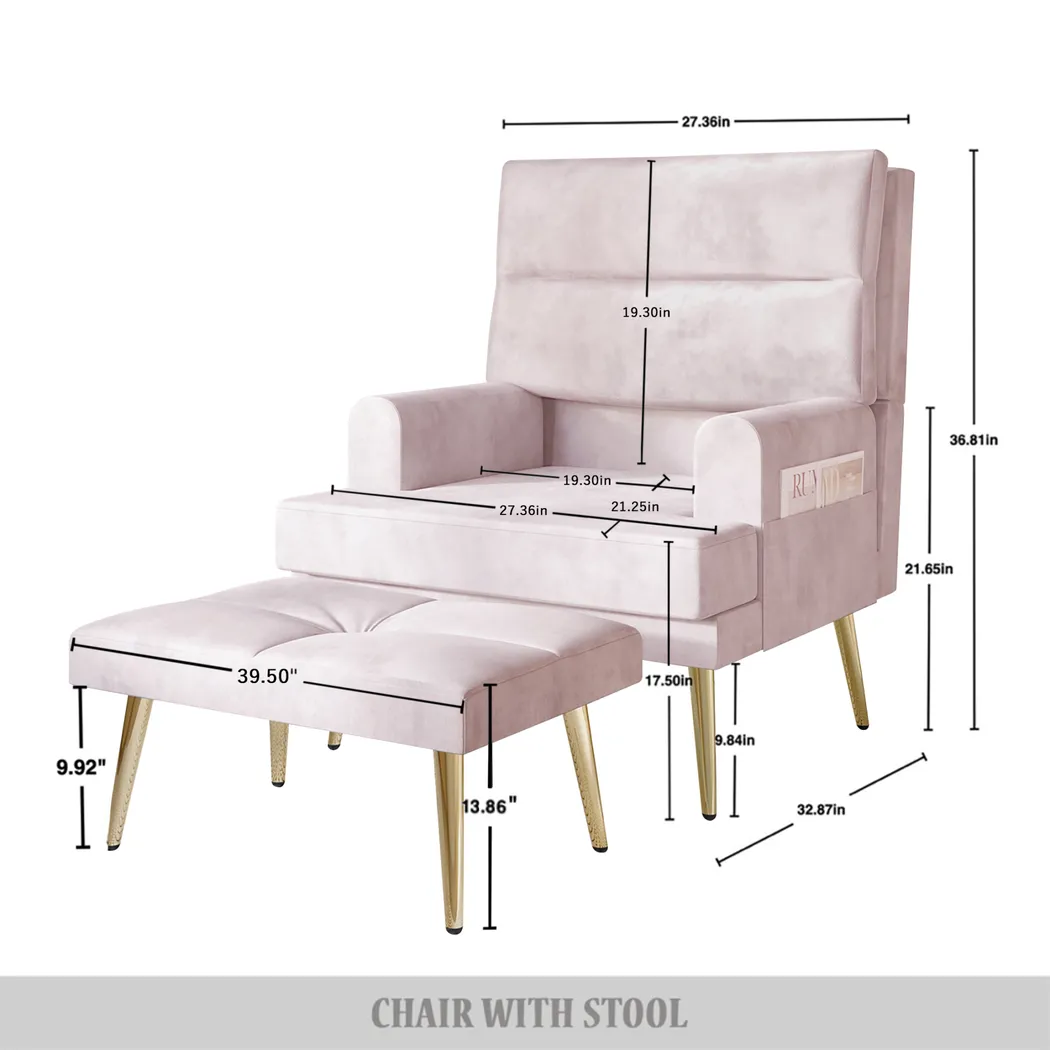 Harmse Pink Accent Chair and Ottoman - Image 3