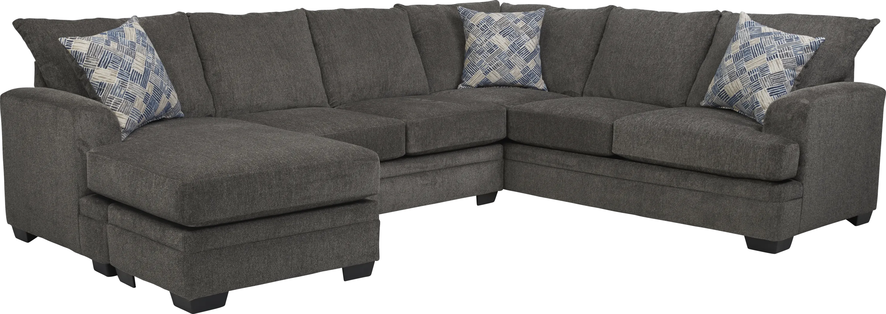 Harold Square Pewter 3 Pc Sleeper Sectional - Thumbnail - Image 1