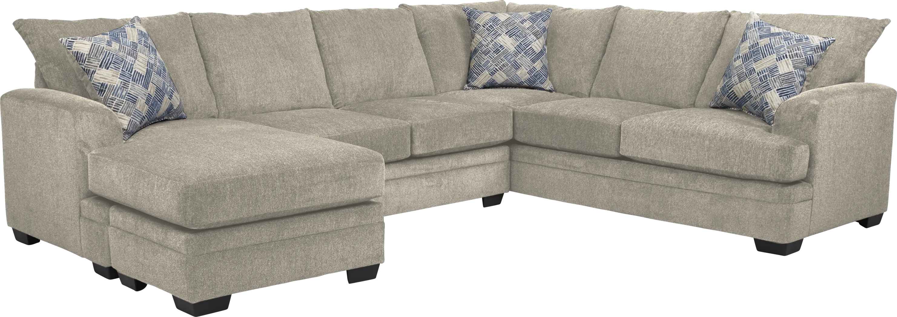 Harold Square Platinum 3 Pc Gel Foam Sleeper Sectional - Thumbnail - Image 1