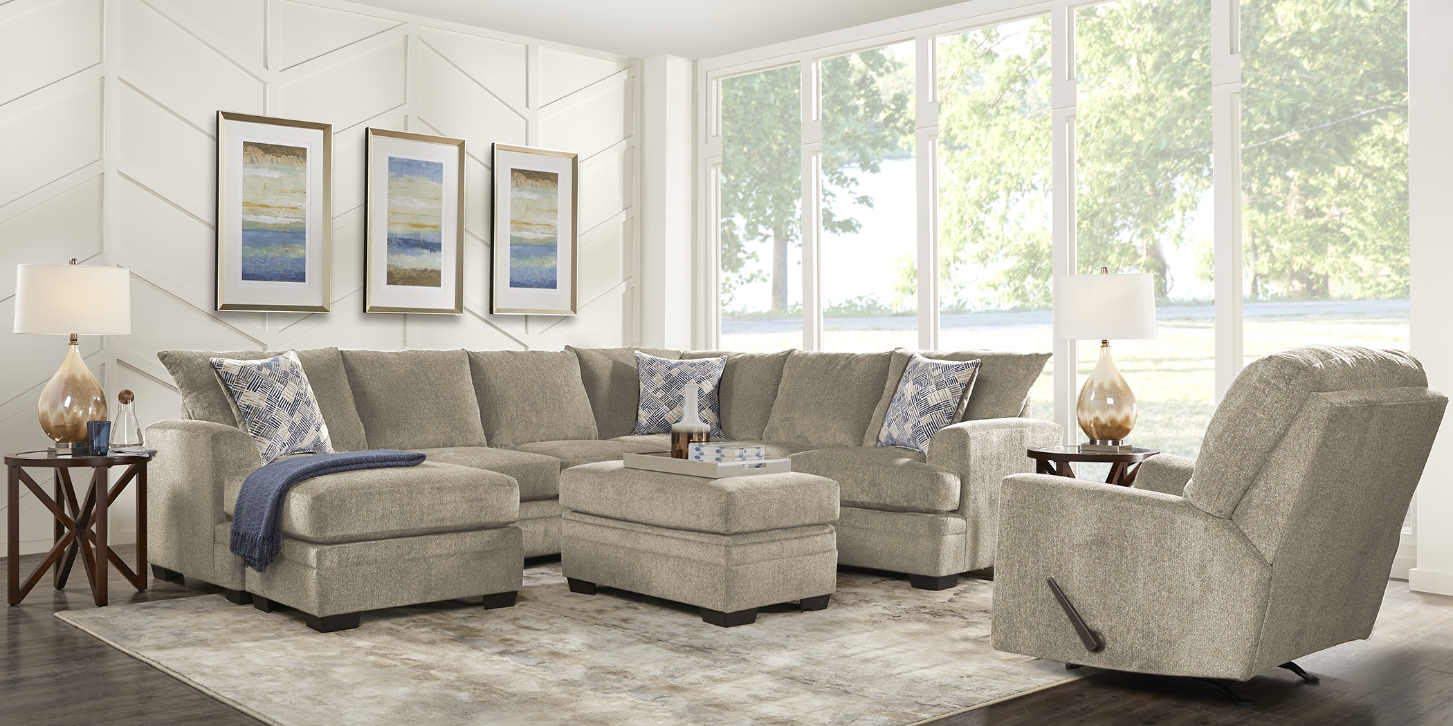 Harold Square Platinum 3 Pc Sectional - Thumbnail - Image 2