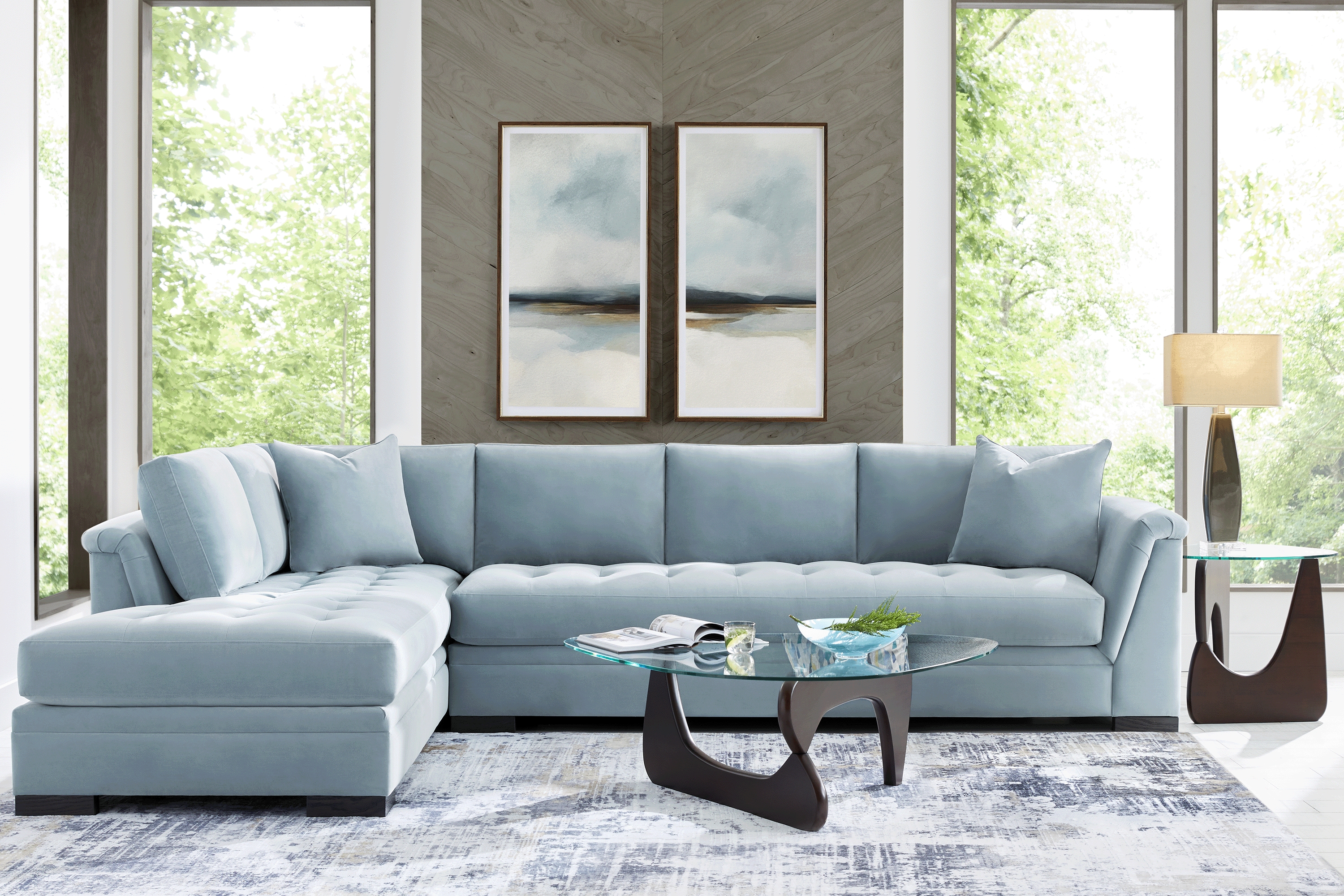 Harper Blue 5 Pc Sectional Living Room - Thumbnail - Image 1