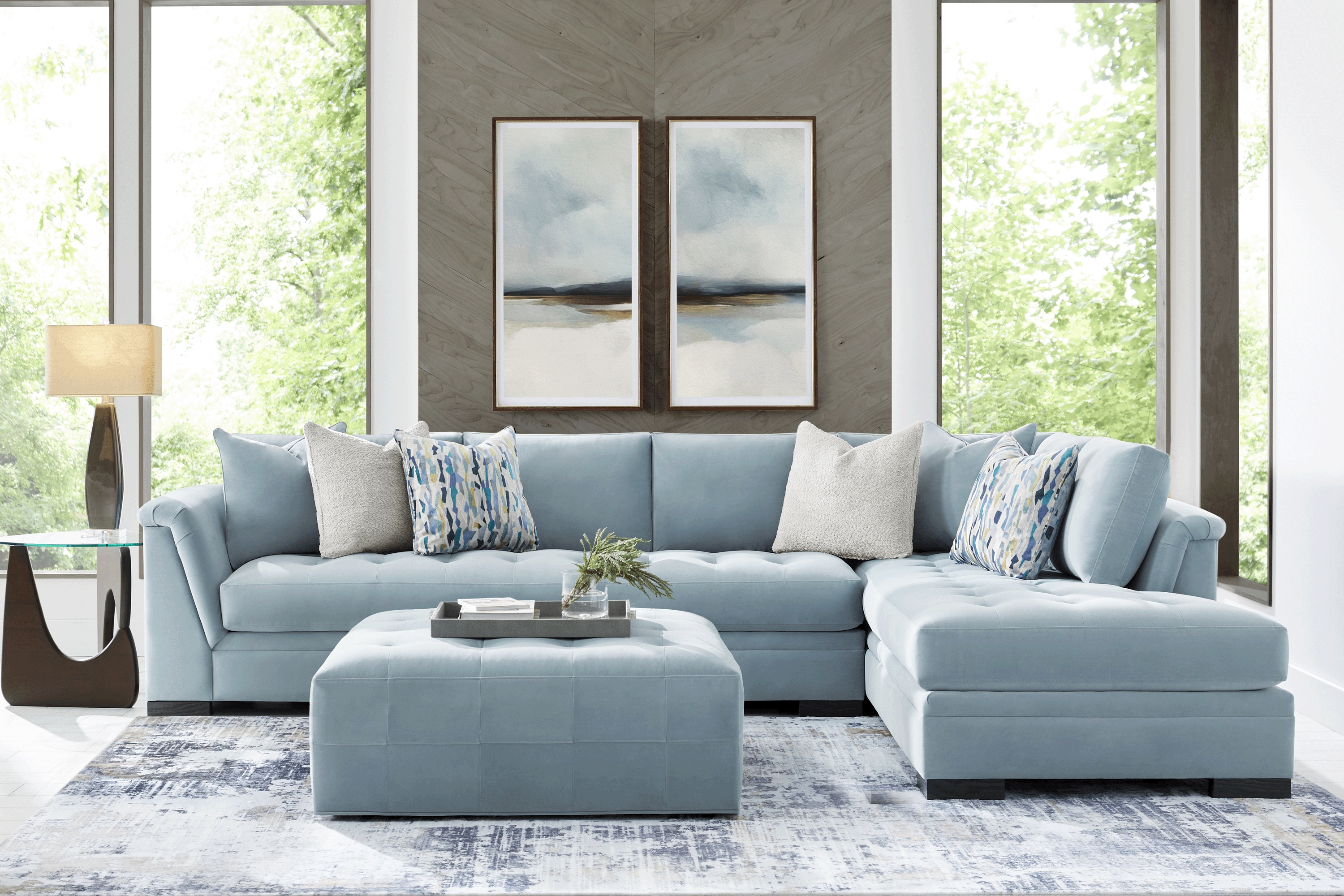 Harper Blue 5 Pc Sectional Living Room - Thumbnail - Image 1
