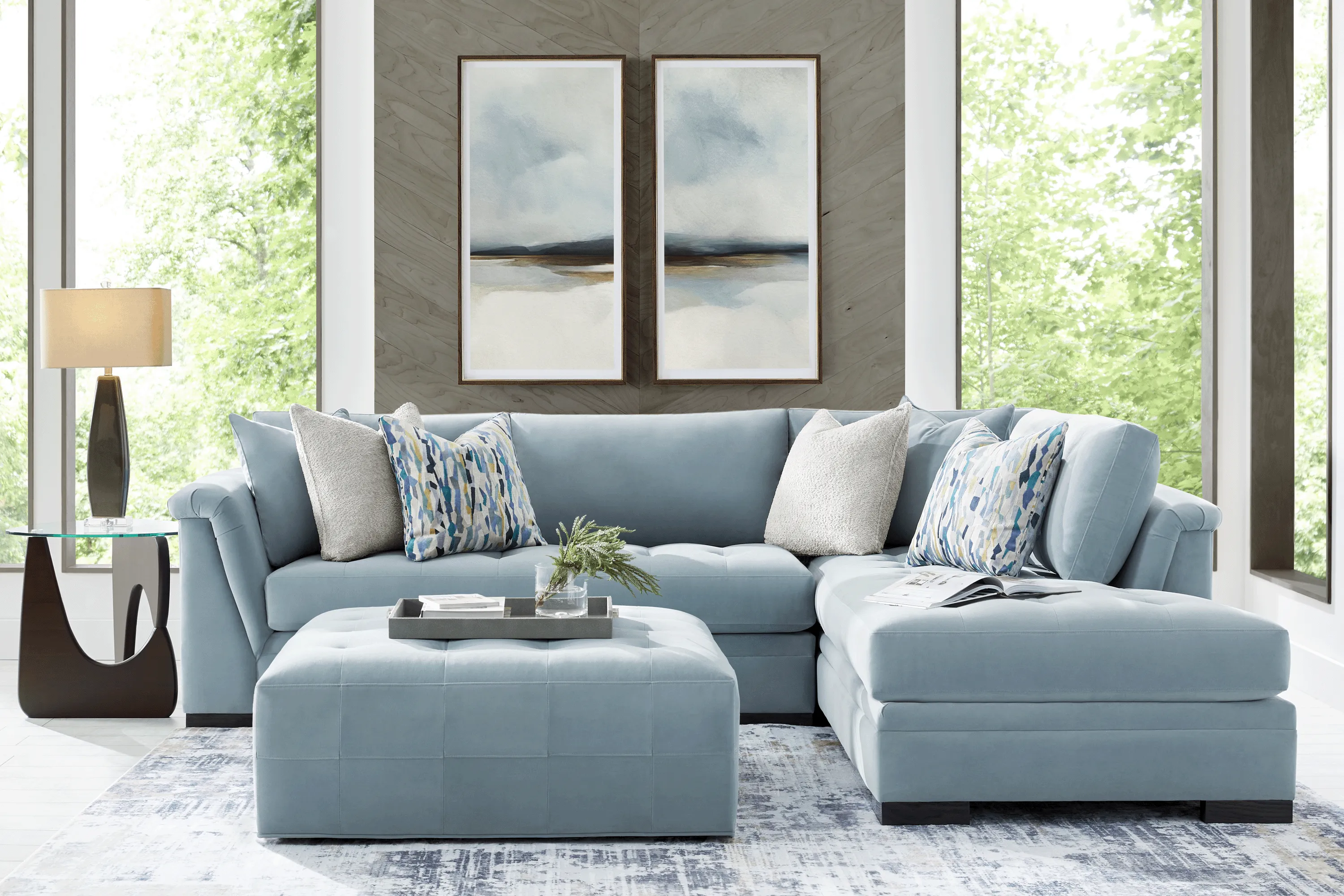 Harper Blue 5 Pc Sectional Living Room - Thumbnail - Image 1