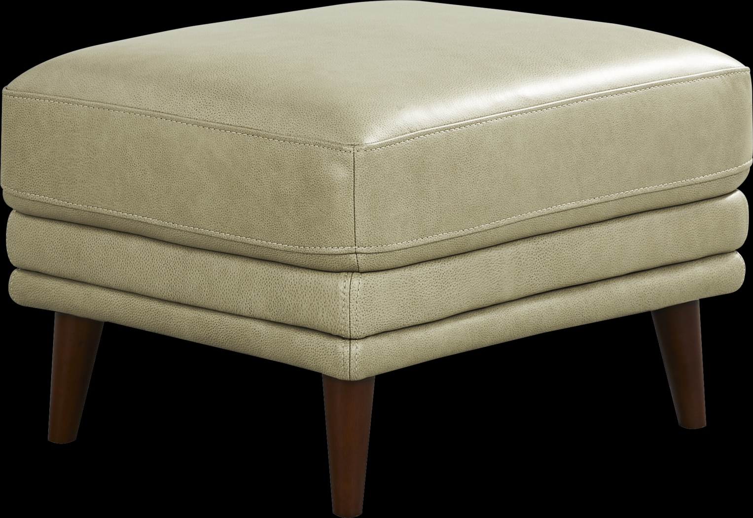 Harrington Park Sage Leather Ottoman - Thumbnail - Image 1