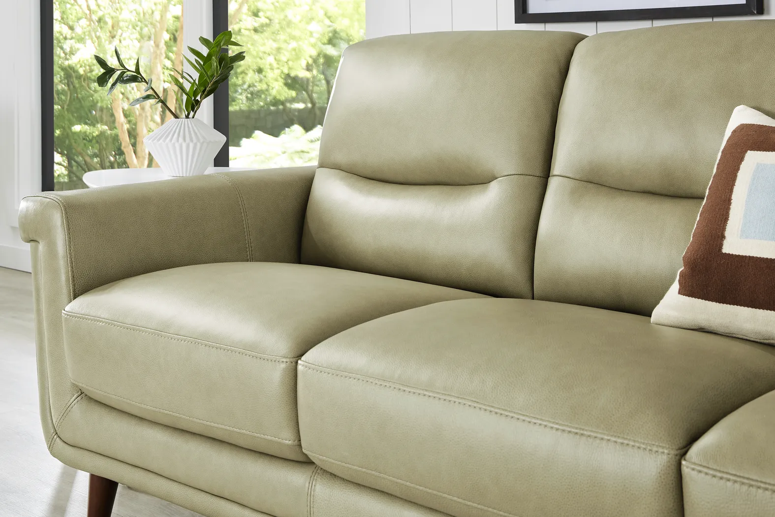 Harrington Park Sage Leather sofa - Thumbnail - Image 2