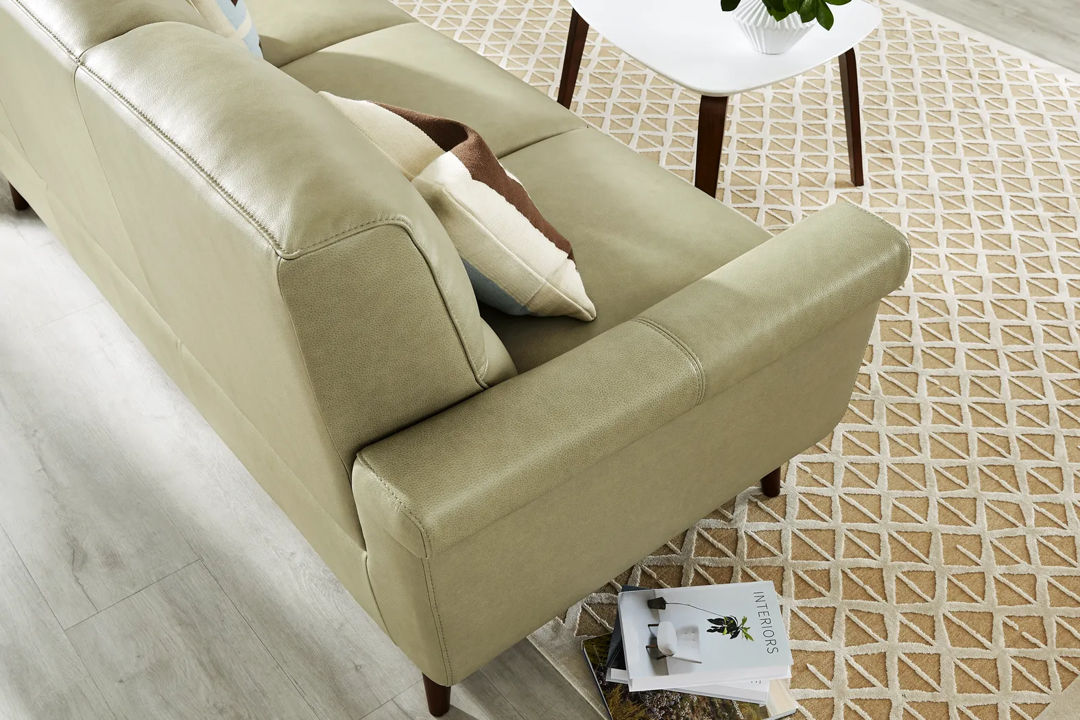 Harrington Park Sage Leather sofa - Thumbnail - Image 3