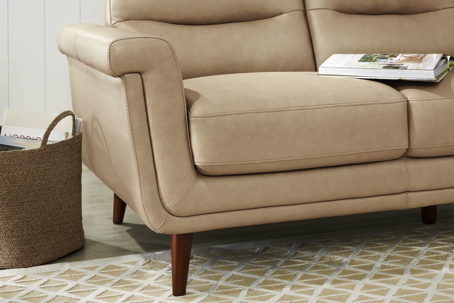 Harrington Park Stone Leather Sofa - Thumbnail - Image 4