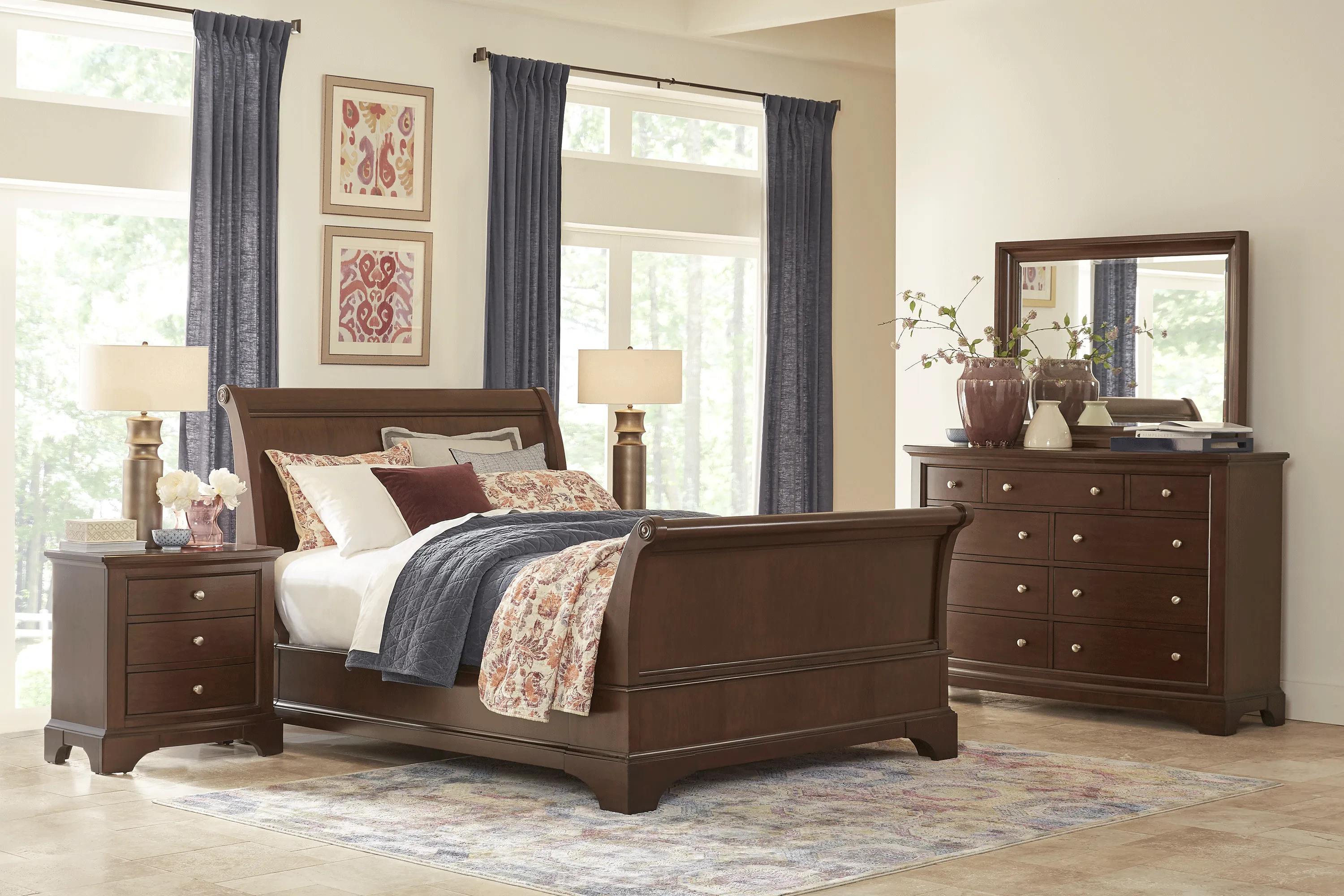 Harrington Place Cherry 8 Pc King Sleigh Bedroom - Thumbnail - Image 1