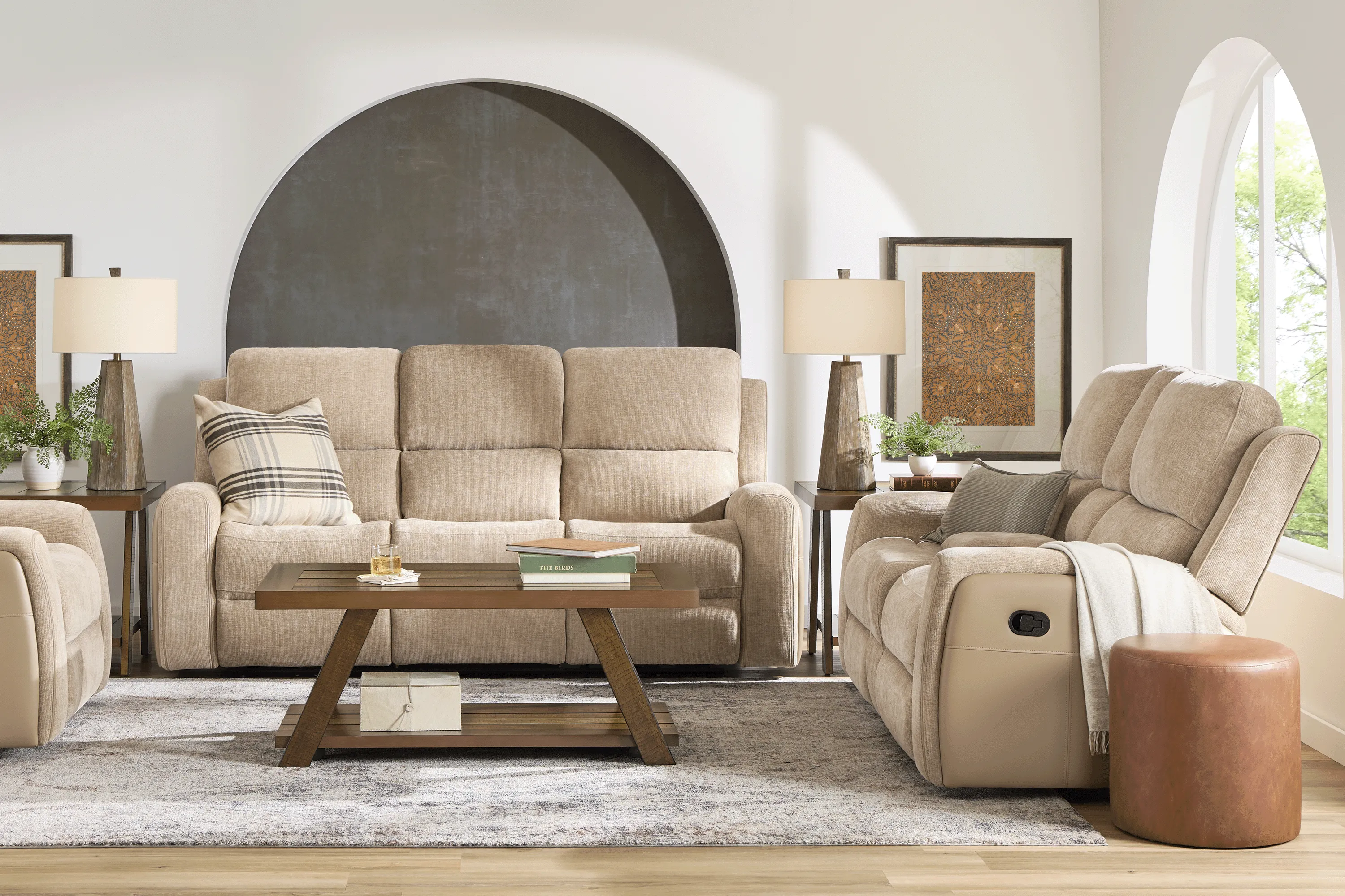 Harrison Beige 5 Pc Reclining Living Room - Thumbnail - Image 2