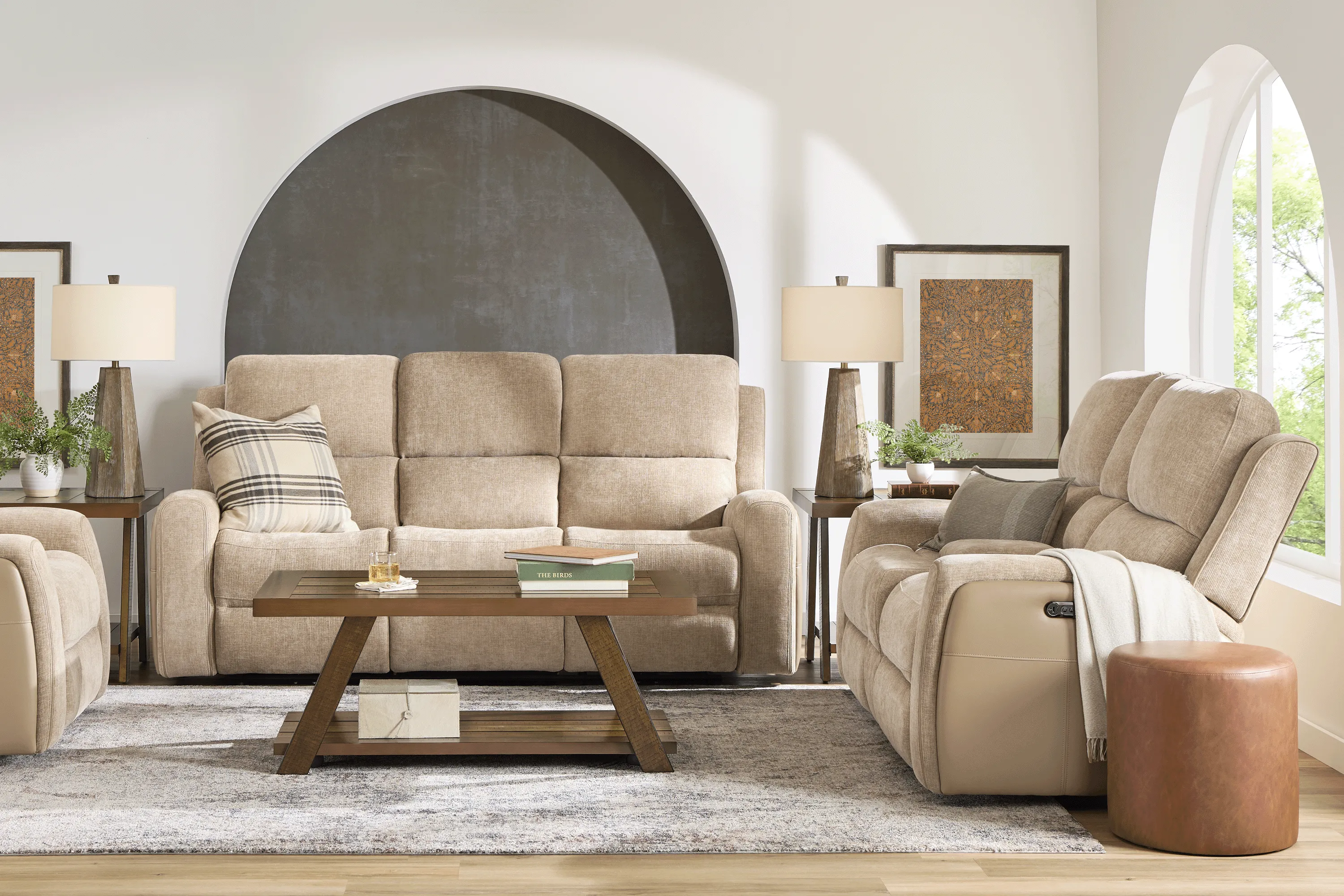 Harrison Beige 8 Pc Dual Power Reclining Living Room - Thumbnail - Image 2