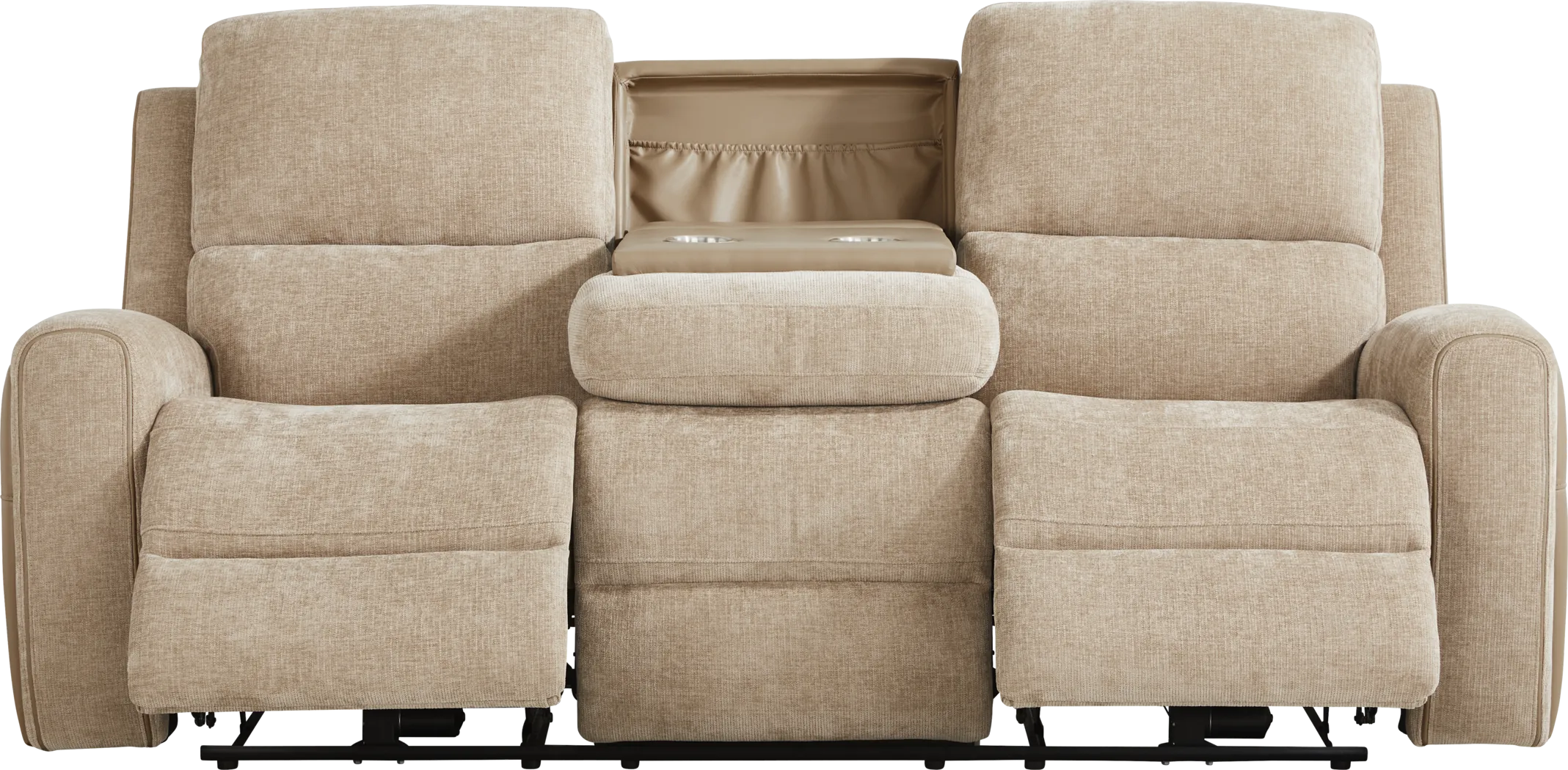 Harrison Beige Dual Power Reclining Sofa - Thumbnail - Image 1