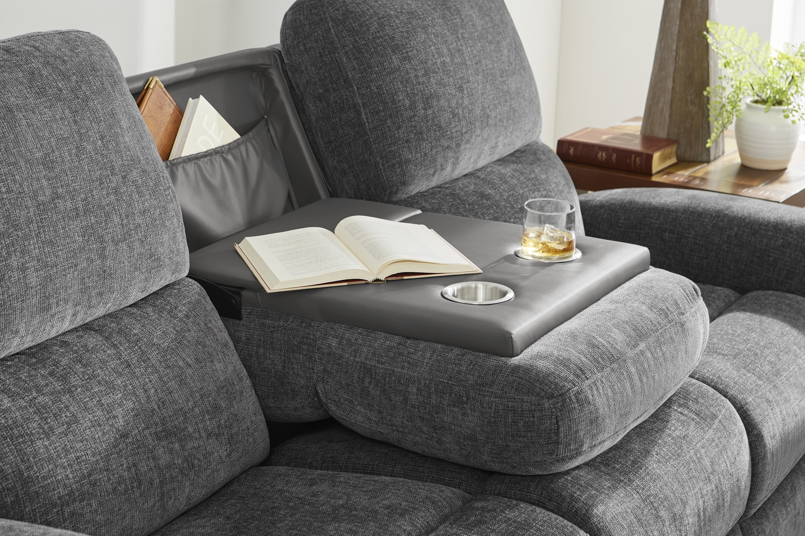 Harrison Charcoal Reclining Sofa - Thumbnail - Image 4