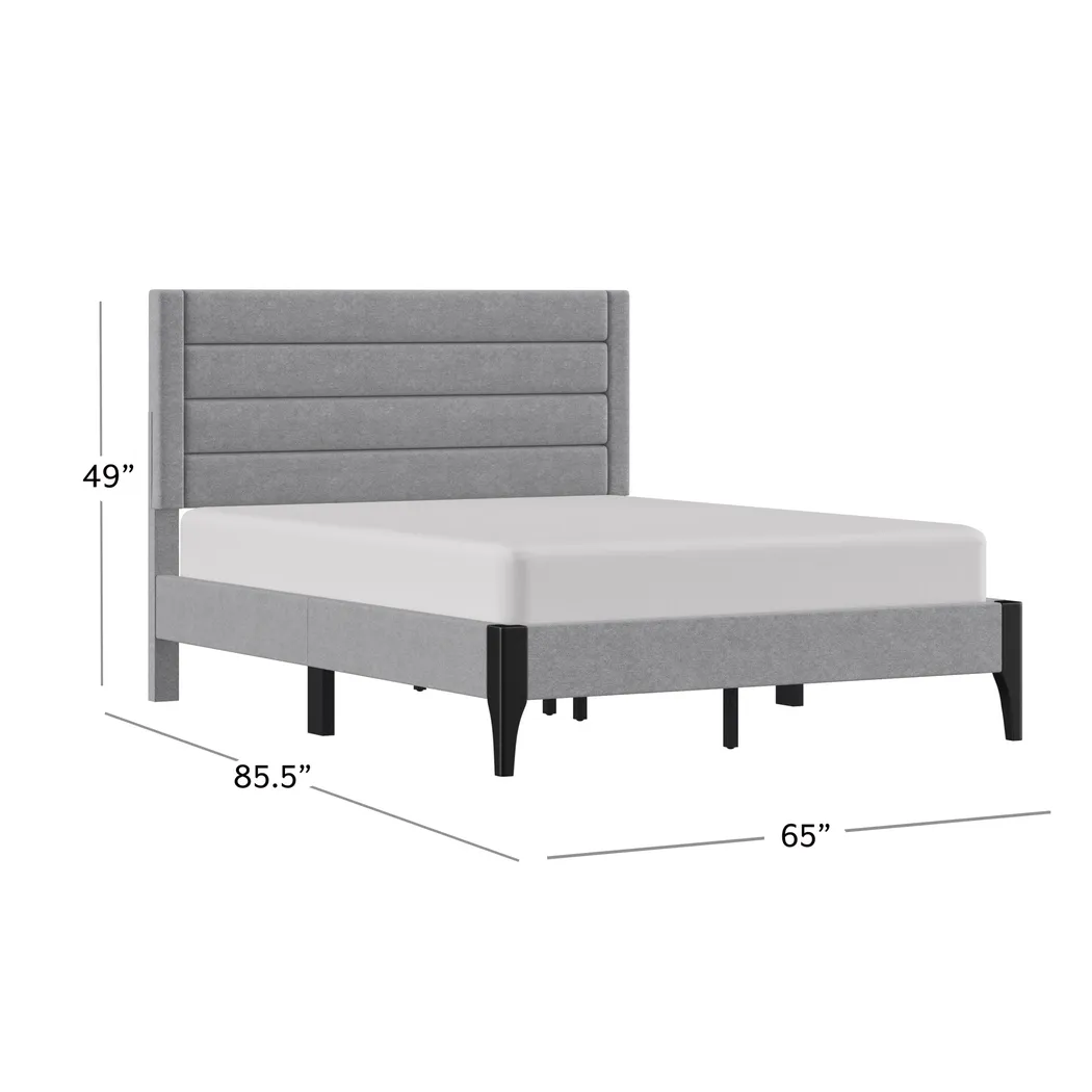 Harrye Light Gray Platform Bed - Thumbnail - Image 9