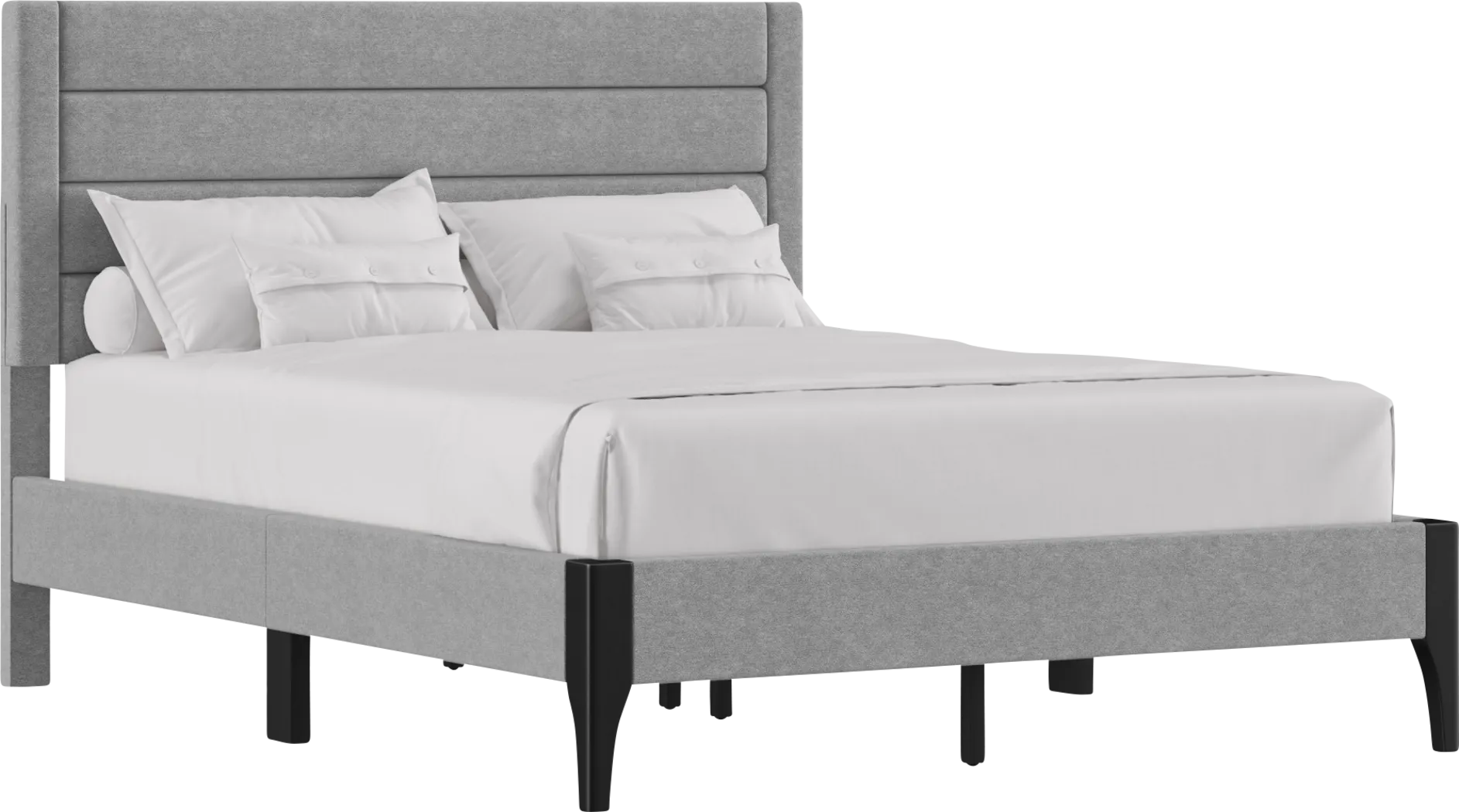 Harrye Light Gray Platform Bed - Thumbnail - Image 1