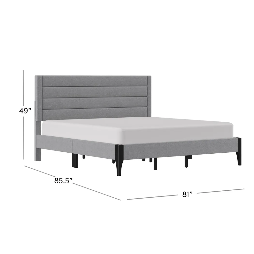 Harrye Light Gray King Bed - Thumbnail - Image 5