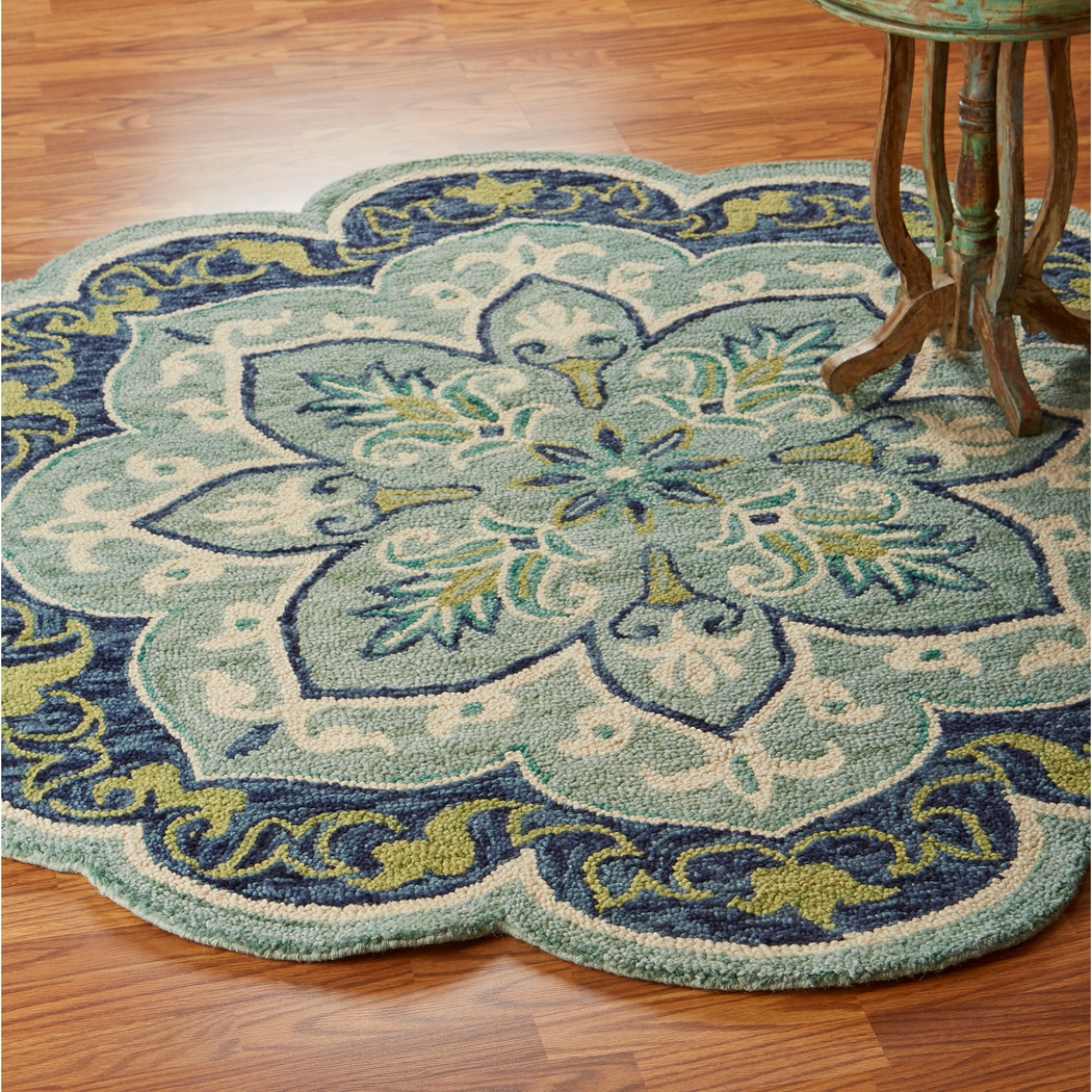 Harst Blue 4' Round Rug - Thumbnail - Image 2