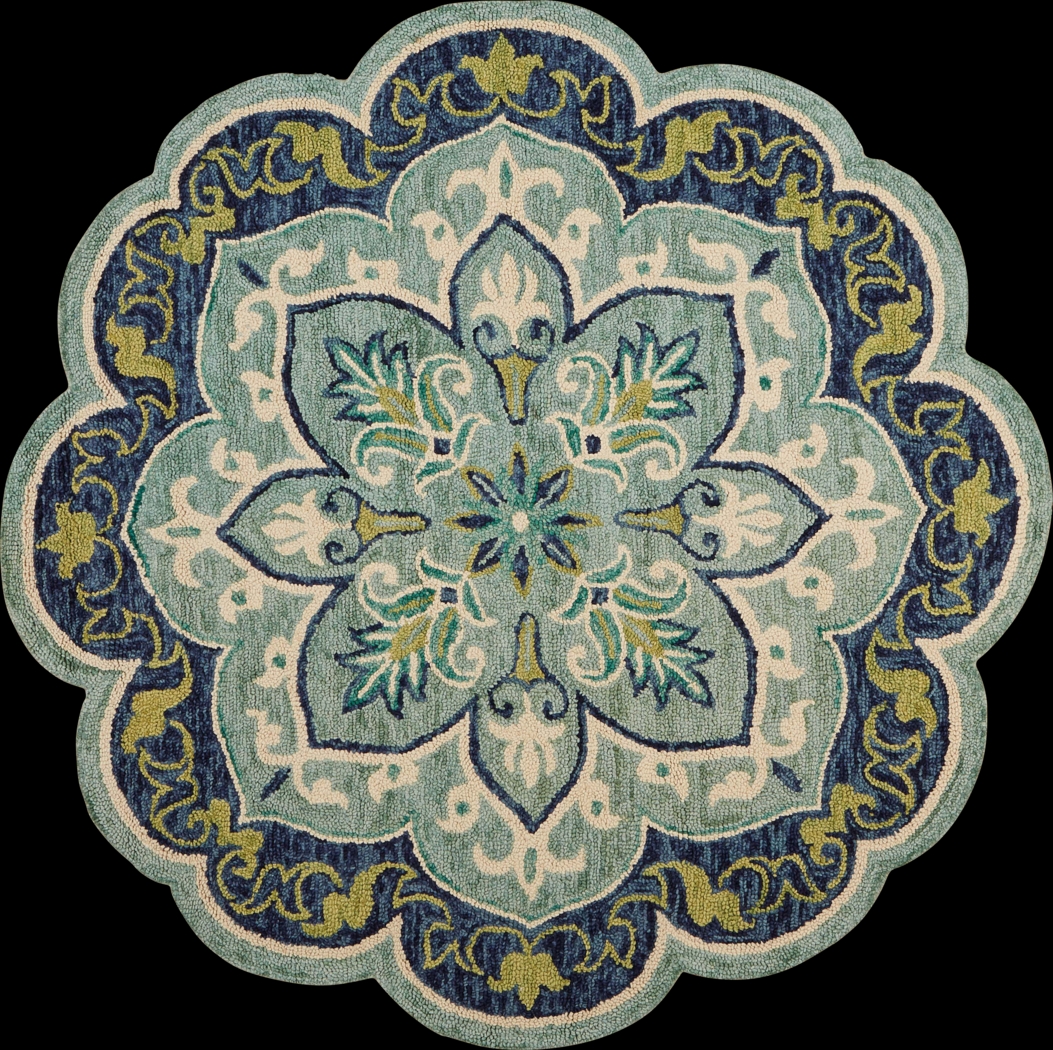 Harst Blue 4' Round Rug - Thumbnail - Image 1