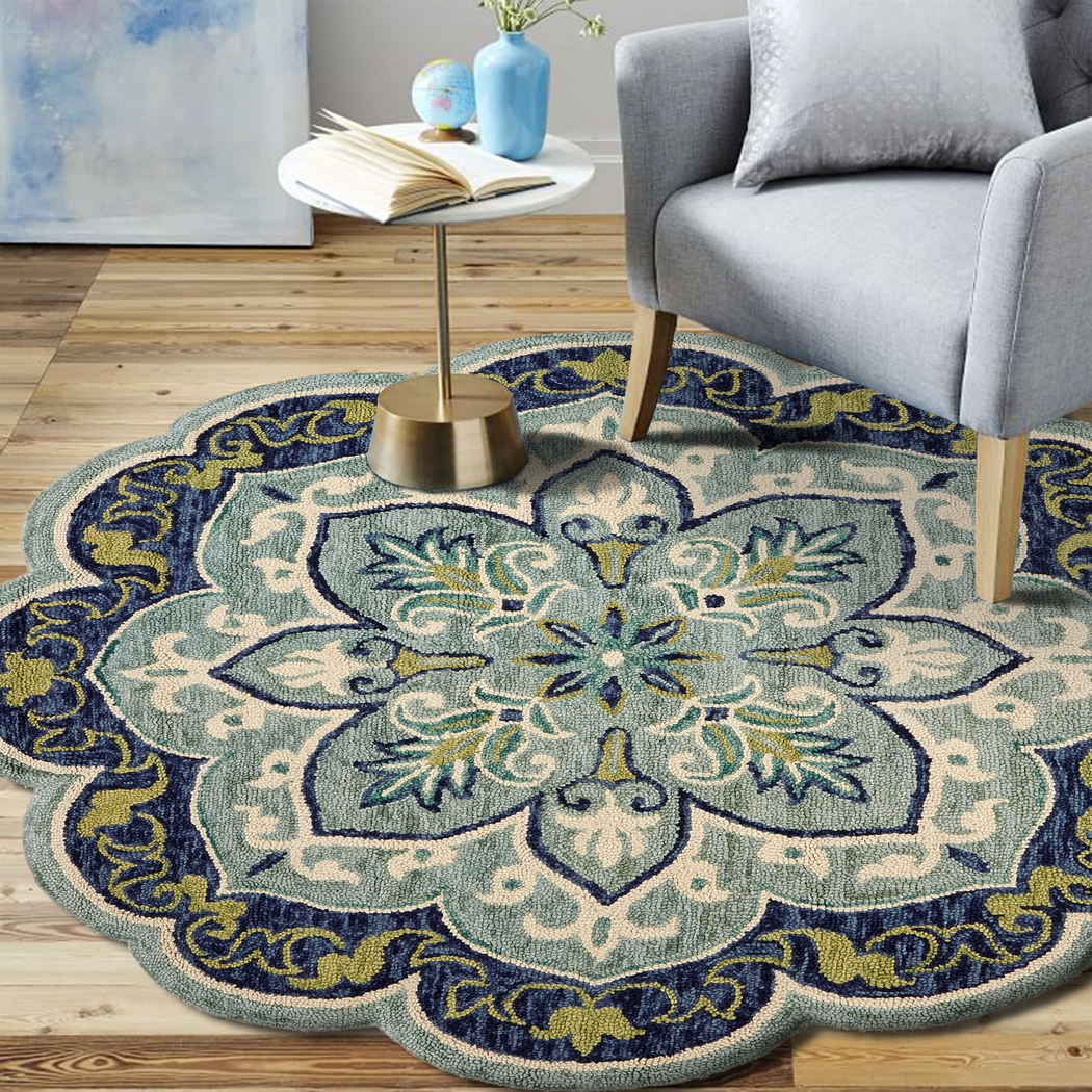Harst Blue 6' Round Rug - Thumbnail - Image 3