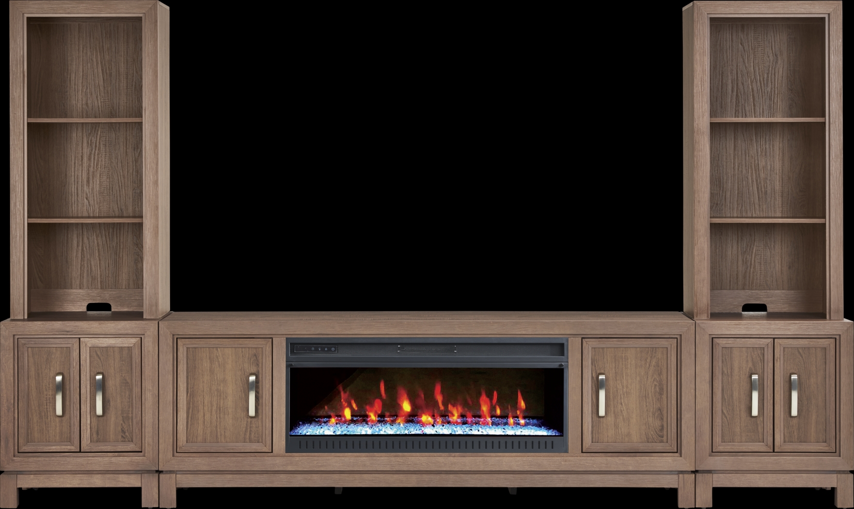 Hartney Mill 6 Pc Brown Wall Unit with 80 in. Console and Electric Fireplace - Thumbnail - Image 1