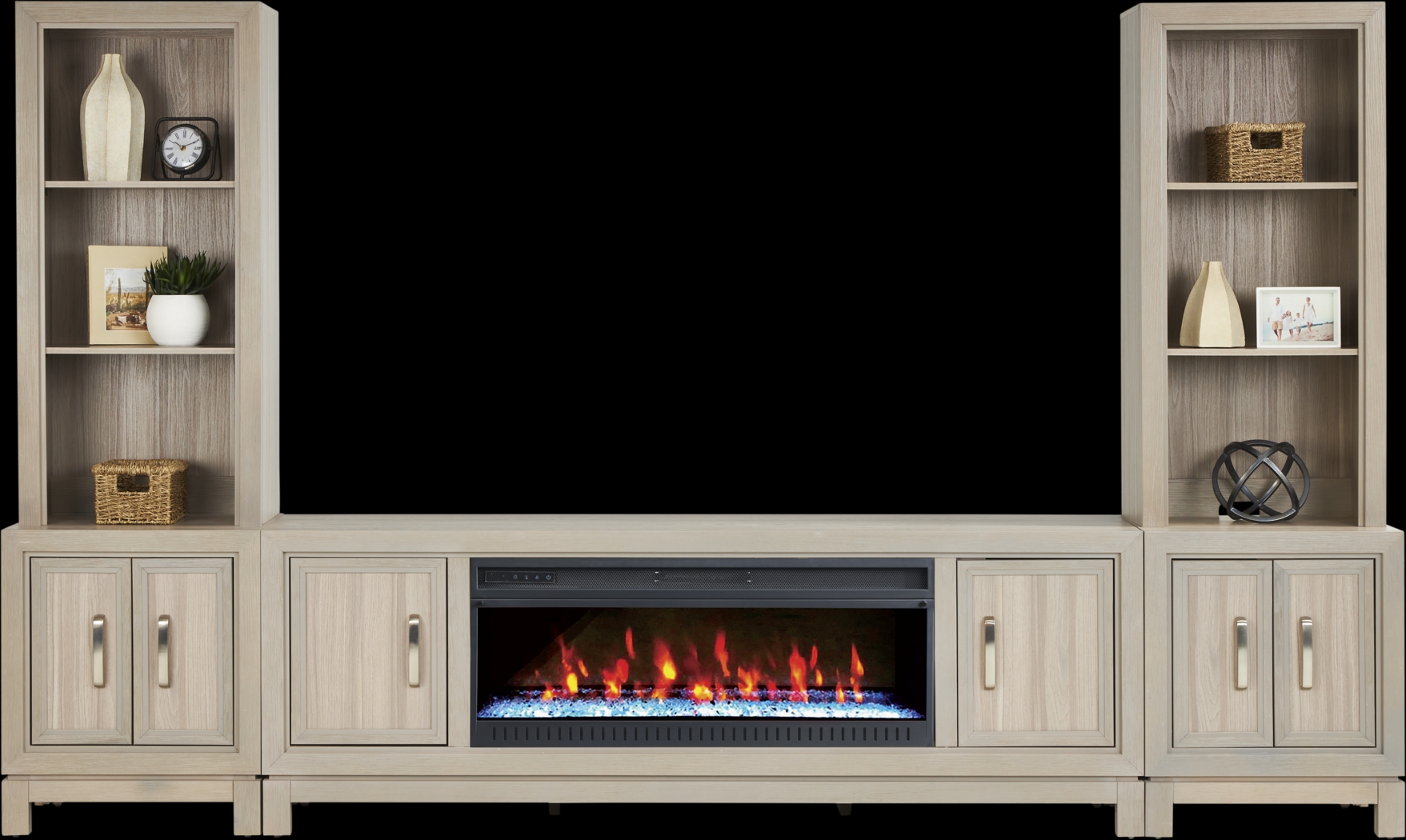 Hartney Mill 6 Pc Gray Wall Unit with 80 in. Console and Electric Fireplace - Thumbnail - Image 2