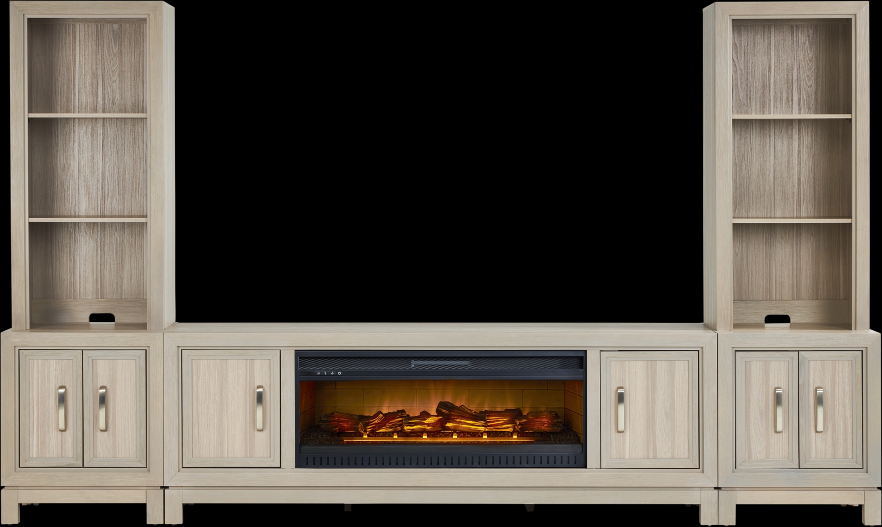 Hartney Mill 6 Pc Gray Wall Unit with 80 in. Console and Electric Log Fireplace - Thumbnail - Image 1