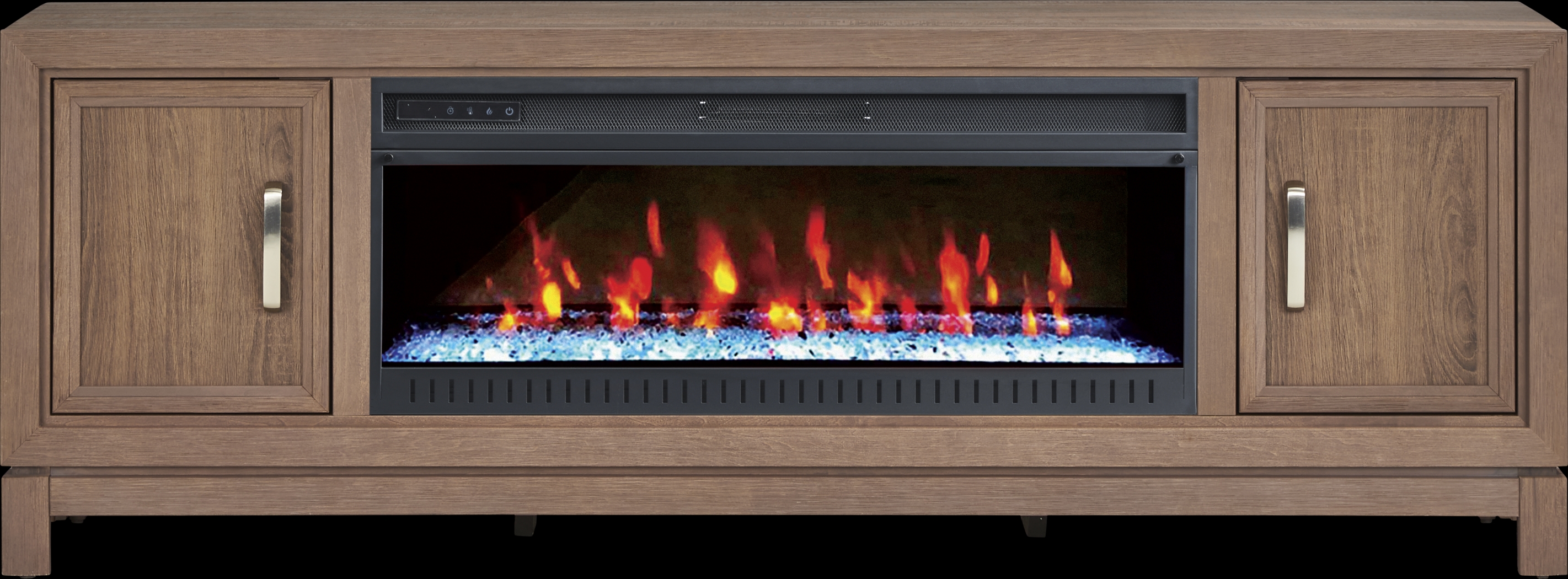 Hartney Mill Brown 80 in. Console with Electric Fireplace - Thumbnail - Image 1