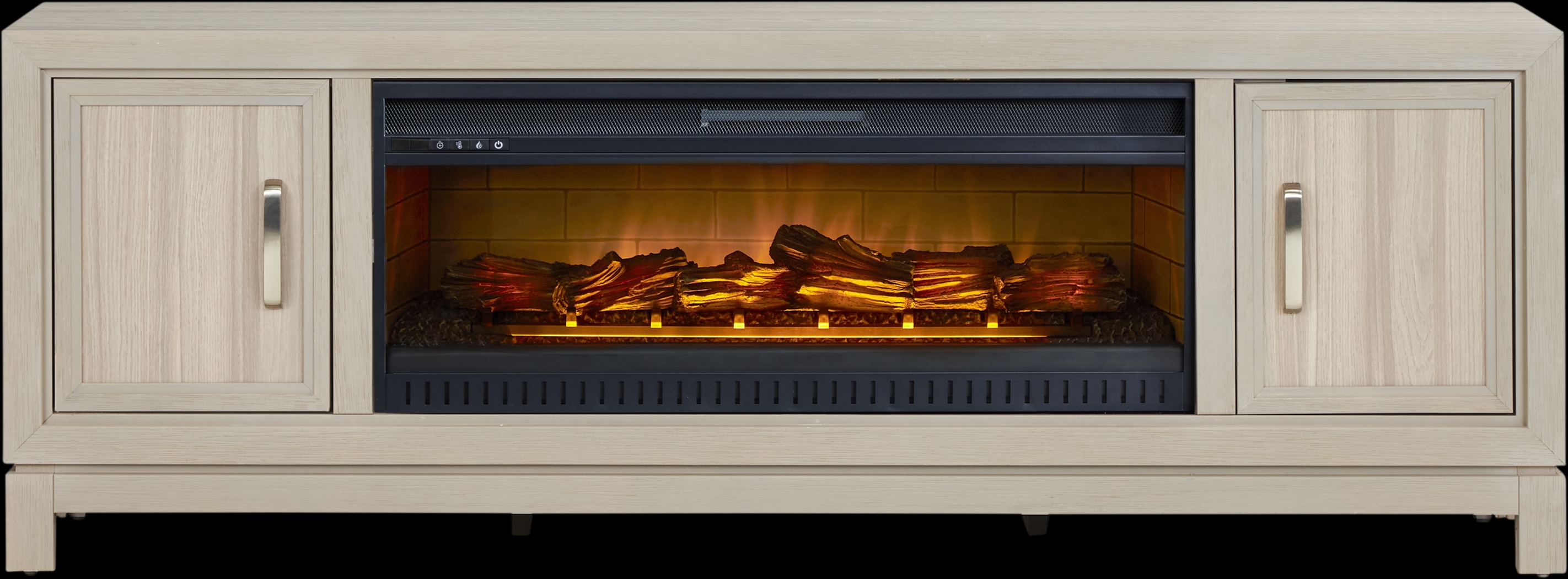 Hartney Mill Gray 80 in. Console with Electric Log Fireplace - Thumbnail - Image 1