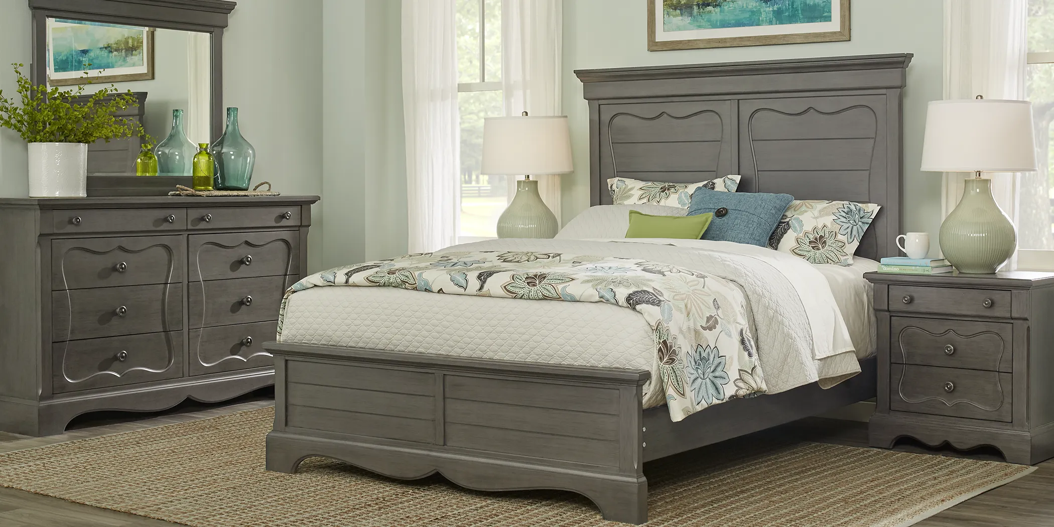 Hartwell Gray 6 Pc Queen Panel Bedroom - Thumbnail - Image 1