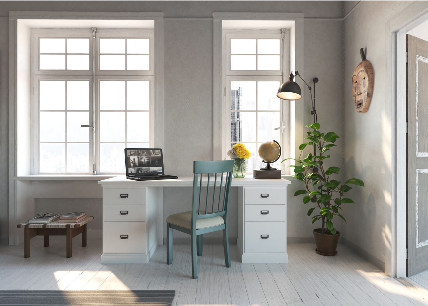 Harview White Desk - Thumbnail - Image 6