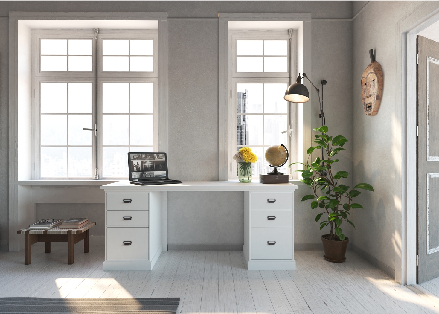 Harview White Desk - Thumbnail - Image 7