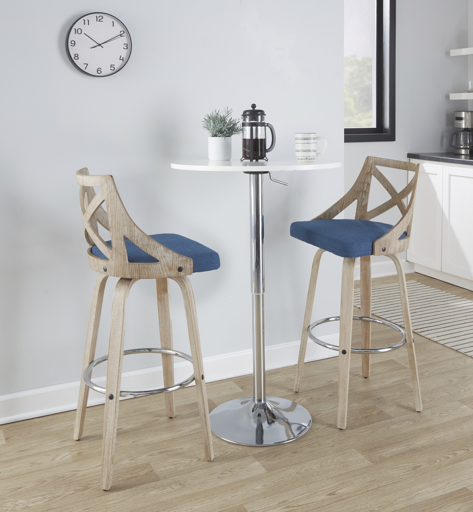 Hasbrouck III Blue Swivel Barstool, Set of 2 - Thumbnail - Image 2