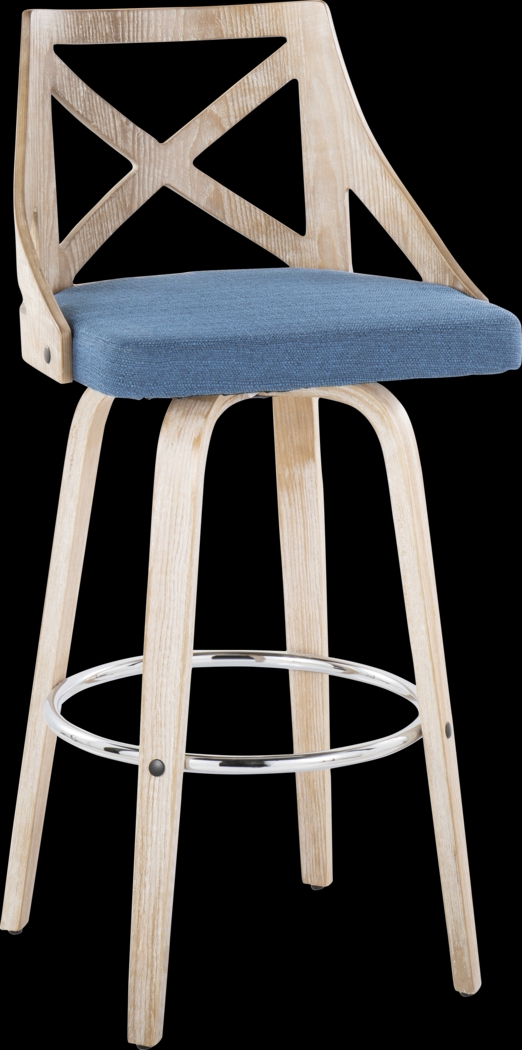 Hasbrouck III Blue Swivel Barstool, Set of 2 - Thumbnail - Image 3