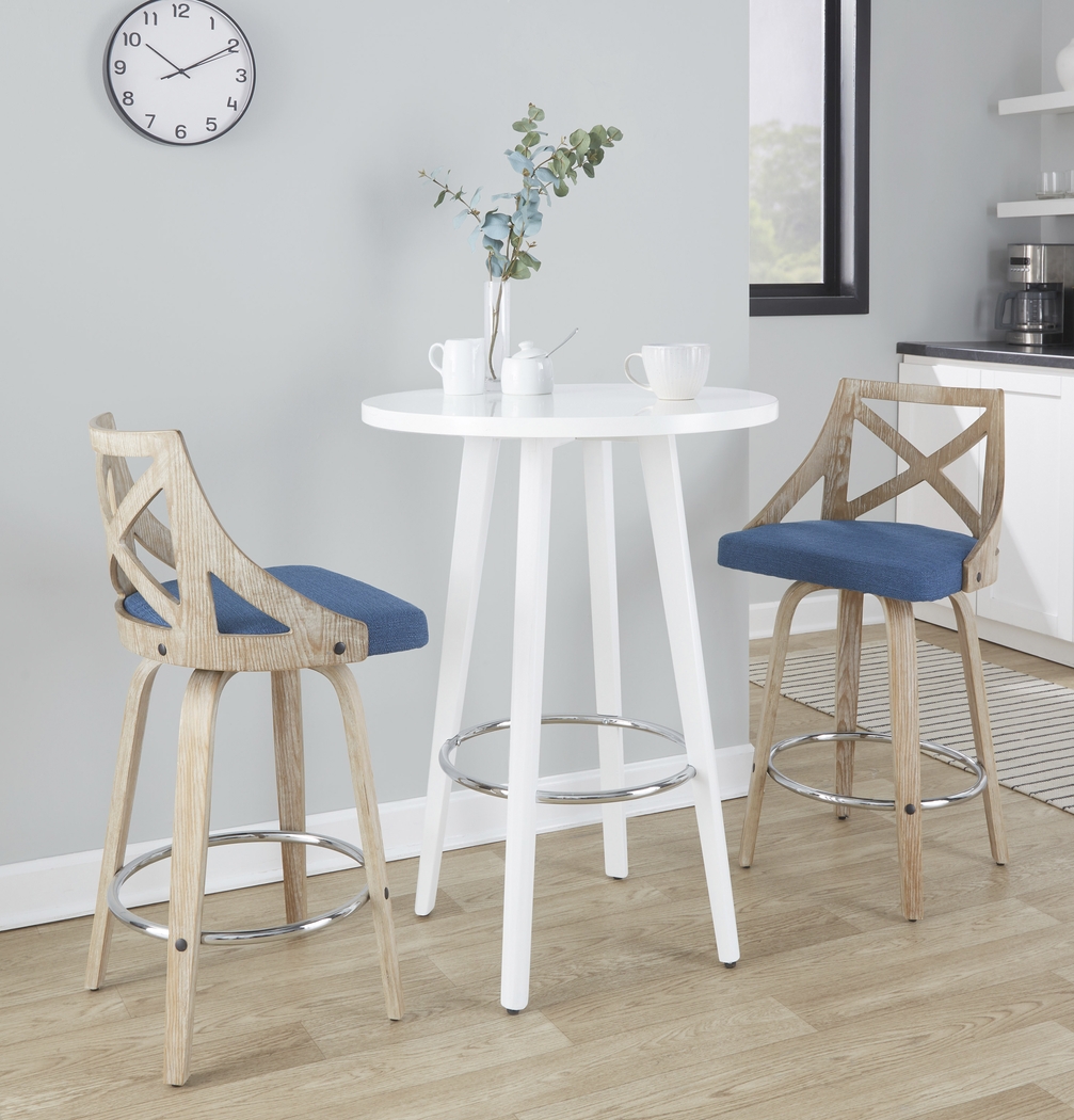 Hasbrouck III Blue Swivel Counter Height Stool, Set of 2 - Thumbnail - Image 2
