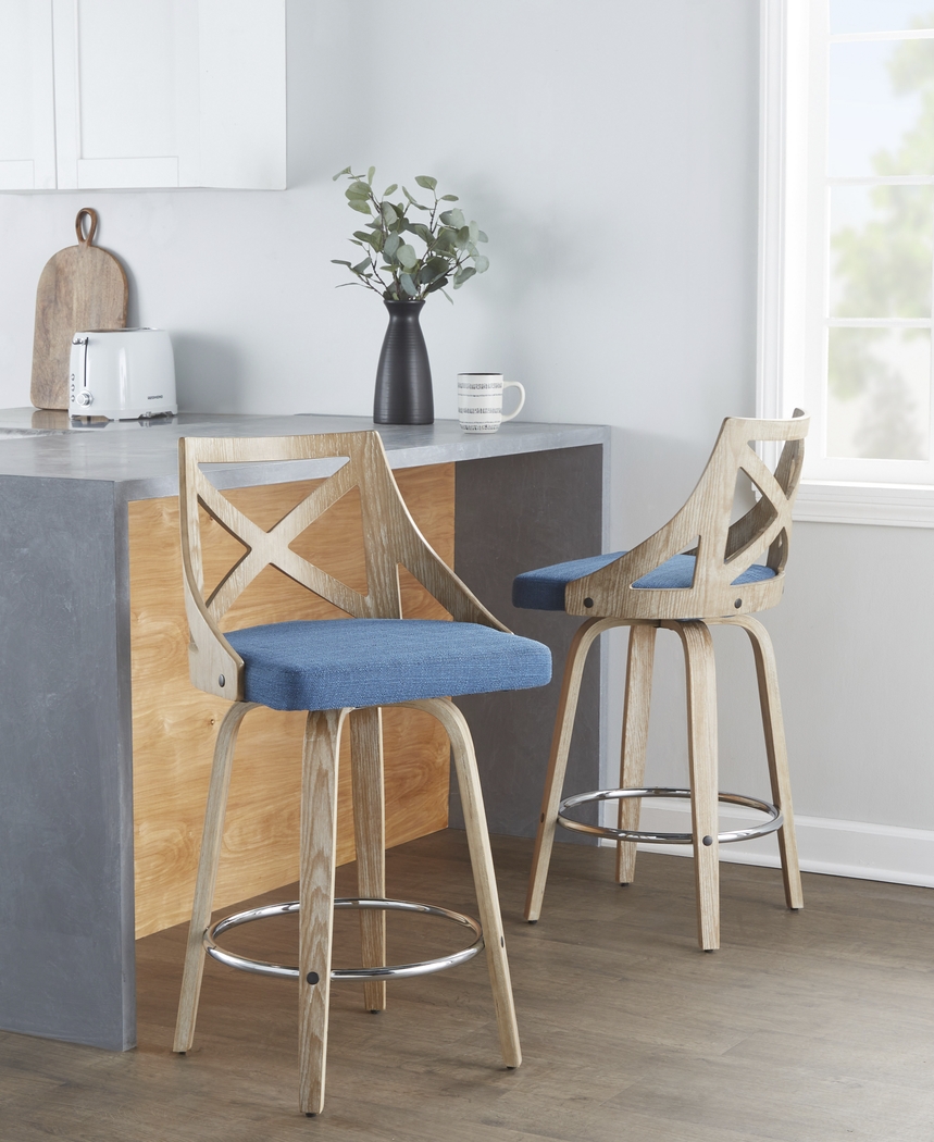 Hasbrouck III Blue Swivel Counter Height Stool, Set of 2 - Thumbnail - Image 3