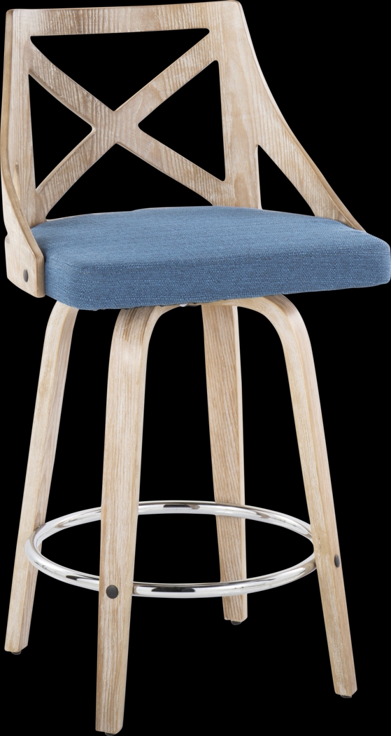 Hasbrouck III Blue Swivel Counter Height Stool, Set of 2 - Thumbnail - Image 4