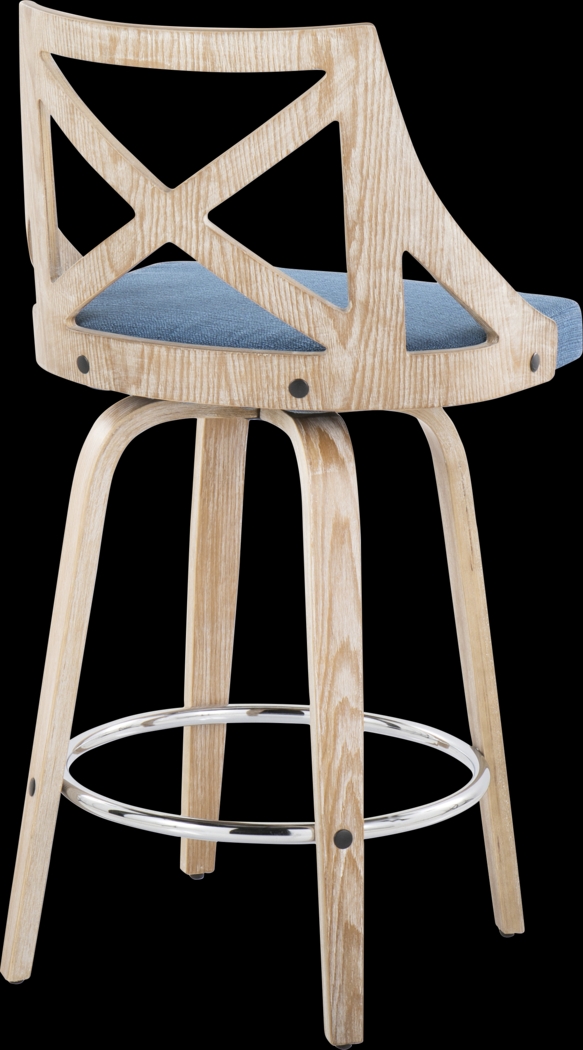 Hasbrouck III Blue Swivel Counter Height Stool, Set of 2 - Thumbnail - Image 6