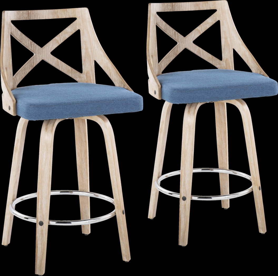 Hasbrouck III Blue Swivel Counter Height Stool, Set of 2 - Thumbnail - Image 1