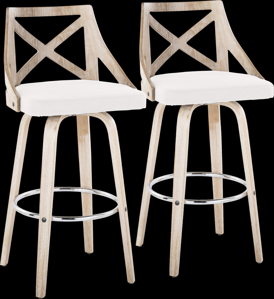 Hasbrouck III Cream Swivel Barstool, Set of 2 - Thumbnail - Image 1