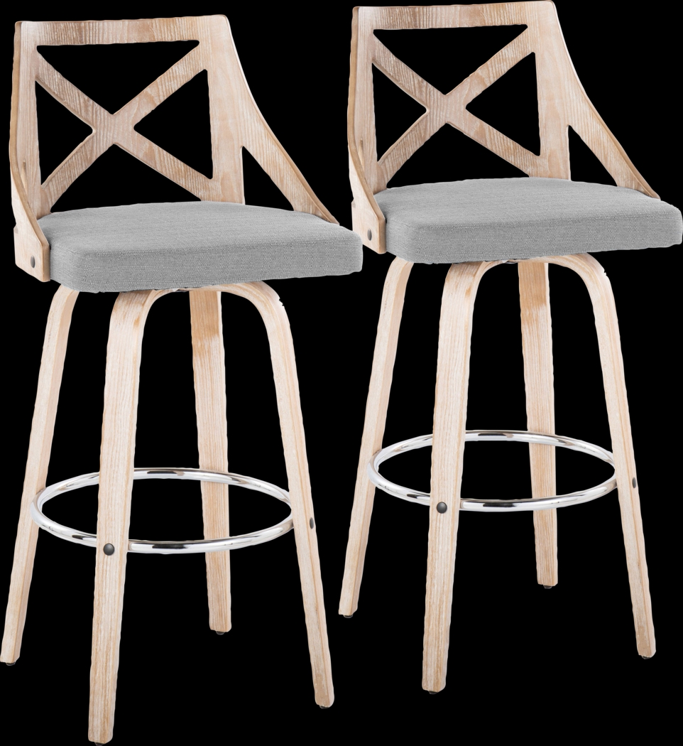 Hasbrouck III Gray Swivel Barstool, Set of 2 - Thumbnail - Image 1