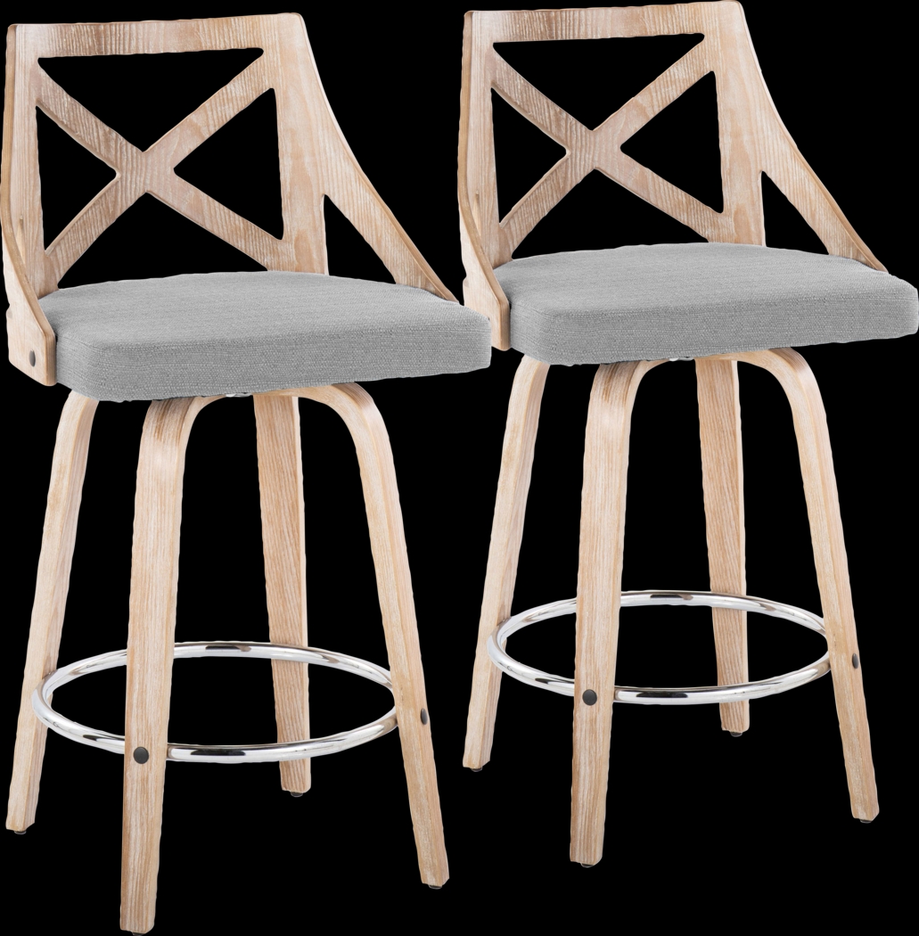Hasbrouck III Gray Swivel Counter Height Stool, Set of 2 - Thumbnail - Image 1
