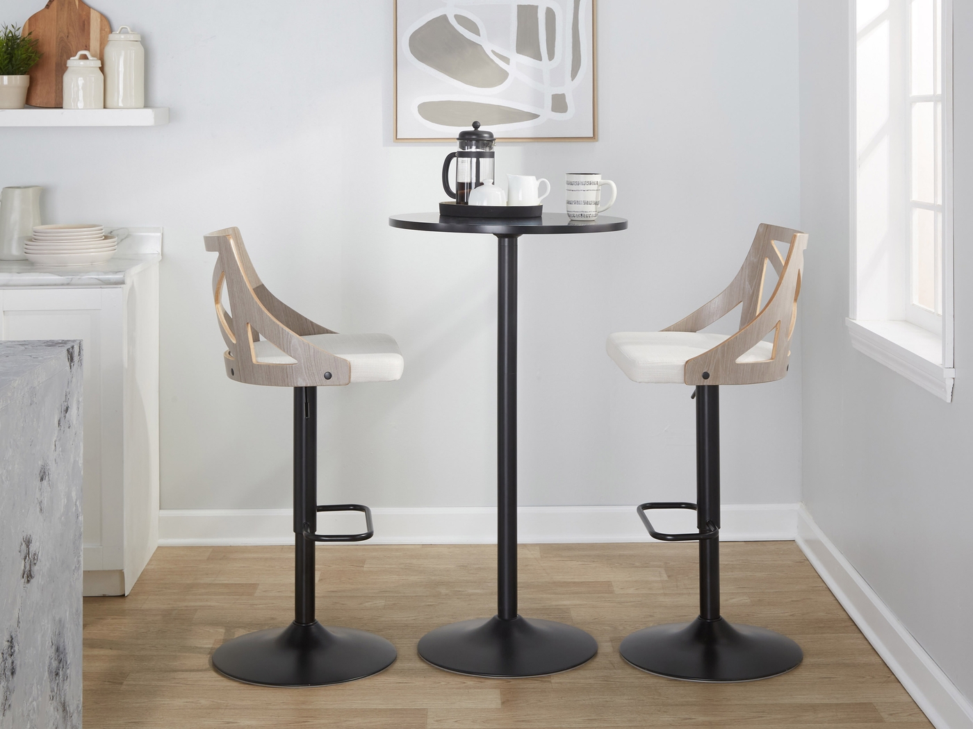Hasbrouck IV Cream Adjustable Barstool, Set of 2 - Thumbnail - Image 2