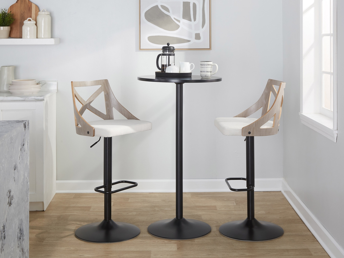 Hasbrouck IV Cream Adjustable Barstool, Set of 2 - Thumbnail - Image 3
