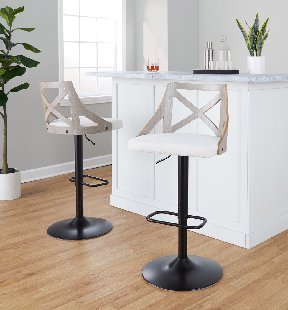 Hasbrouck IV Cream Adjustable Barstool, Set of 2 - Thumbnail - Image 4