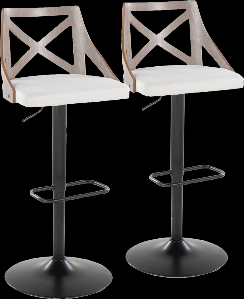Hasbrouck IV Cream Adjustable Barstool, Set of 2 - Thumbnail - Image 1