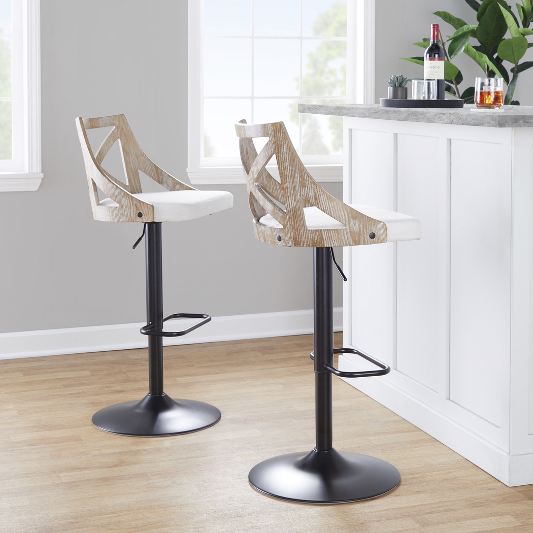 Hasbrouck IV Cream Adjustable Barstool, Set of 2 - Thumbnail - Image 3