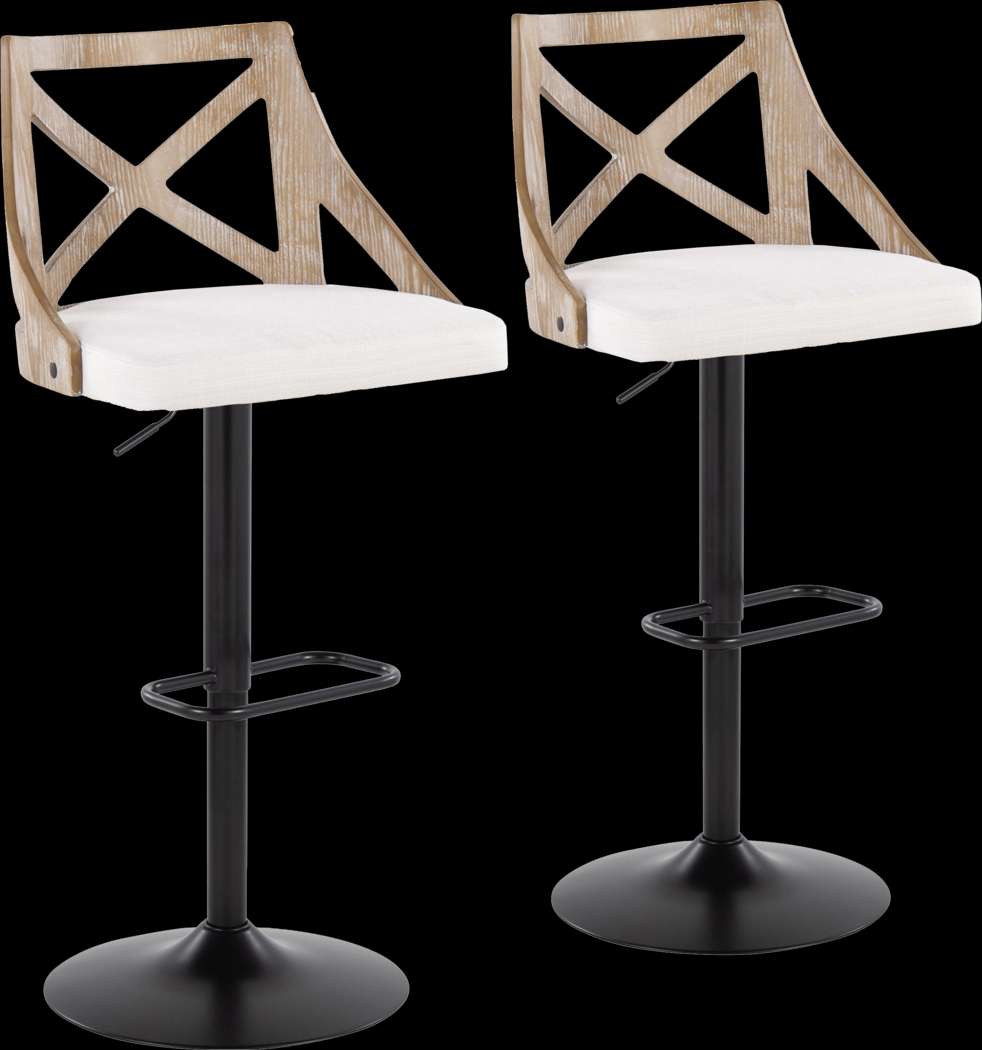 Hasbrouck IV Cream Adjustable Barstool, Set of 2 - Thumbnail - Image 1