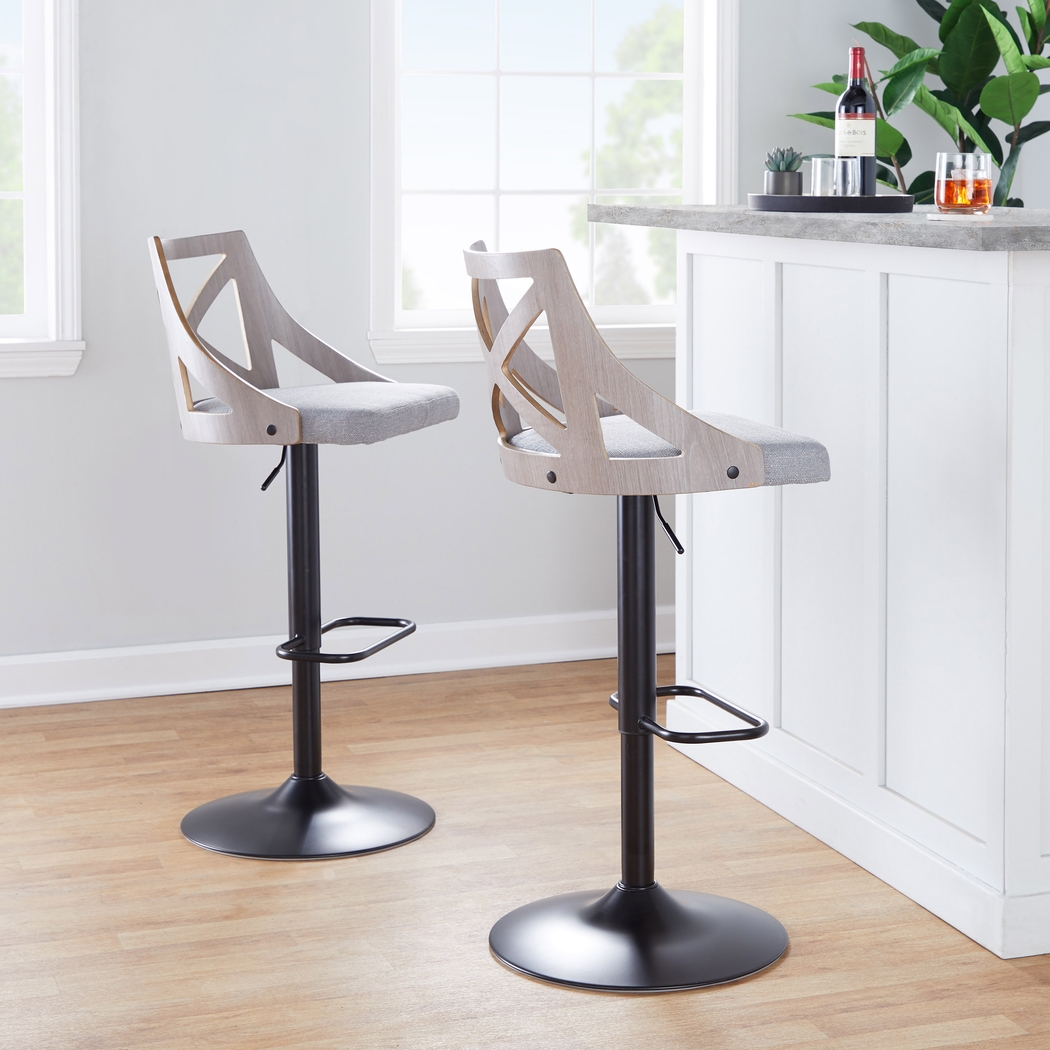 Hasbrouck IV Gray Adjustable Barstool, Set of 2 - Thumbnail - Image 2