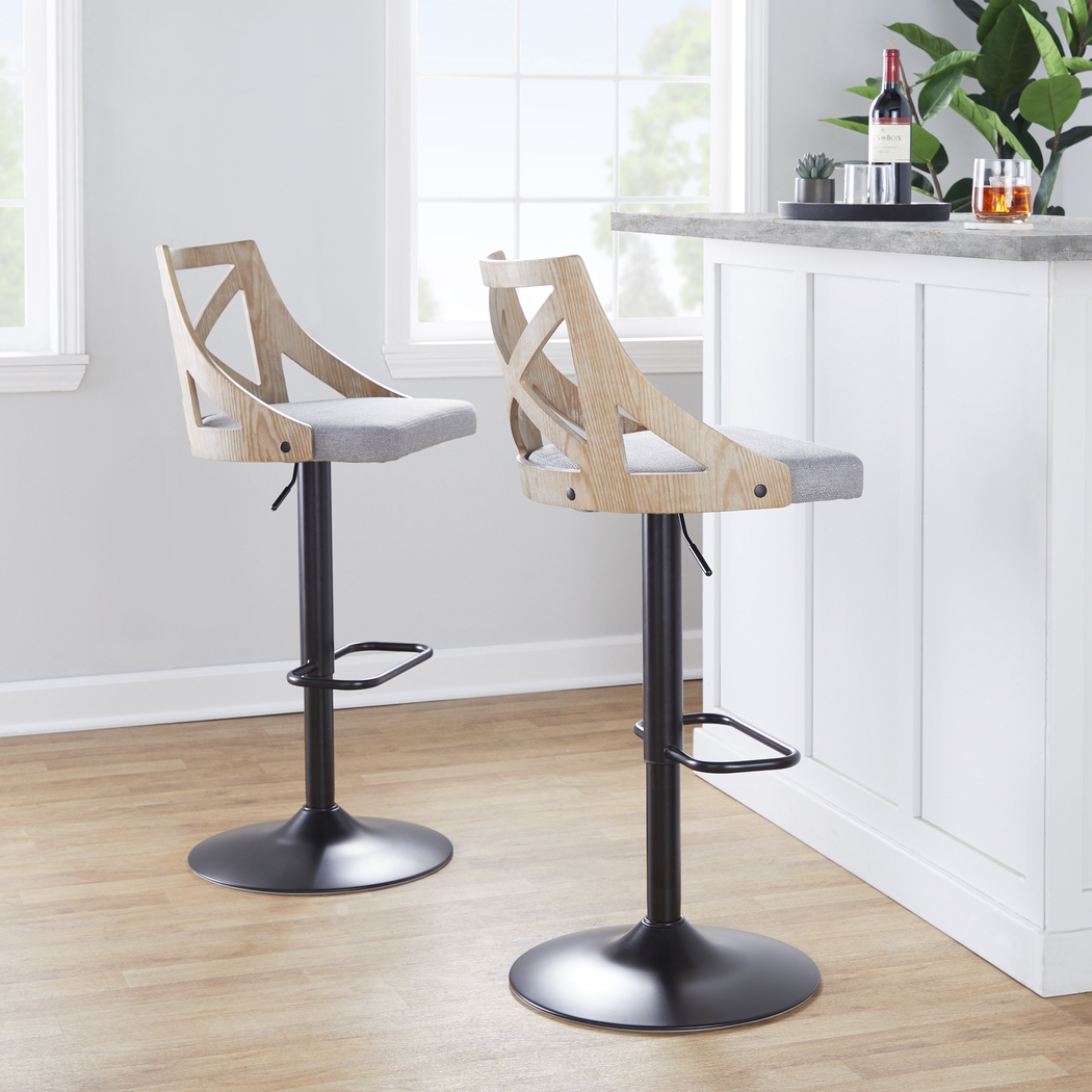 Hasbrouck IV Gray Adjustable Barstool, Set of 2 - Thumbnail - Image 3