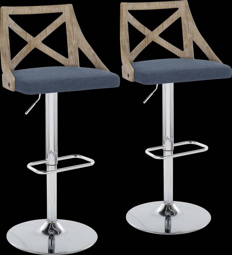 Hasbrouck V Blue Adjustable Barstool, Set of 2 - Thumbnail - Image 1