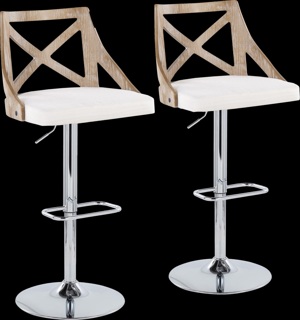 Hasbrouck V Cream Adjustable Barstool, Set of 2 - Thumbnail - Image 1